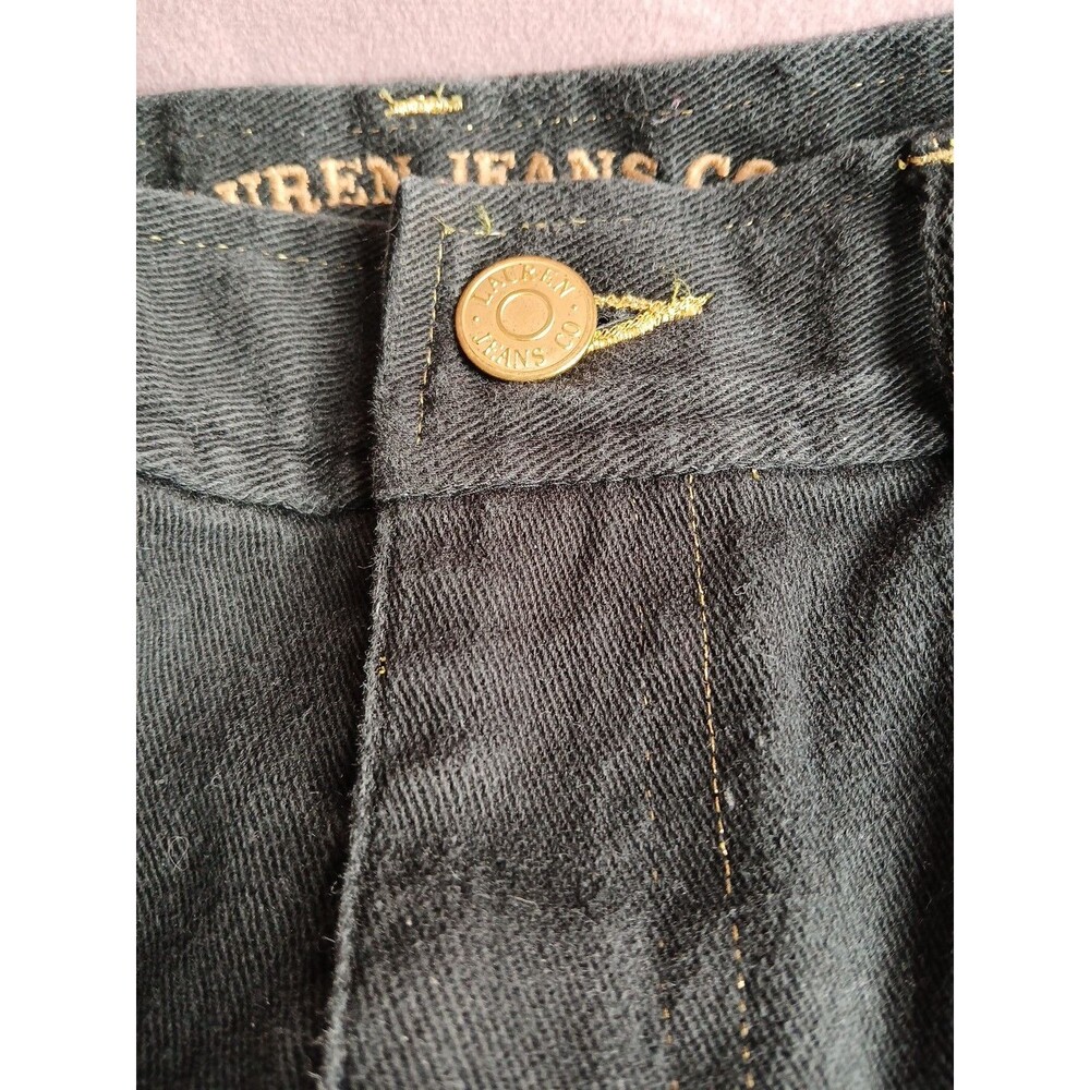 Lauren Jeans Co. Ralph Lauren Black Straight-Skinny Gold Stitch/Button Size 4 - Picture 13 of 16